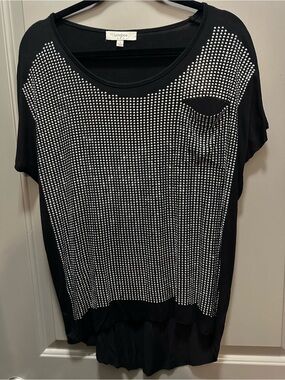 Umgee Size S Black/Silver Cap Sleeve Top EUC